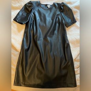 Faux black leather dress